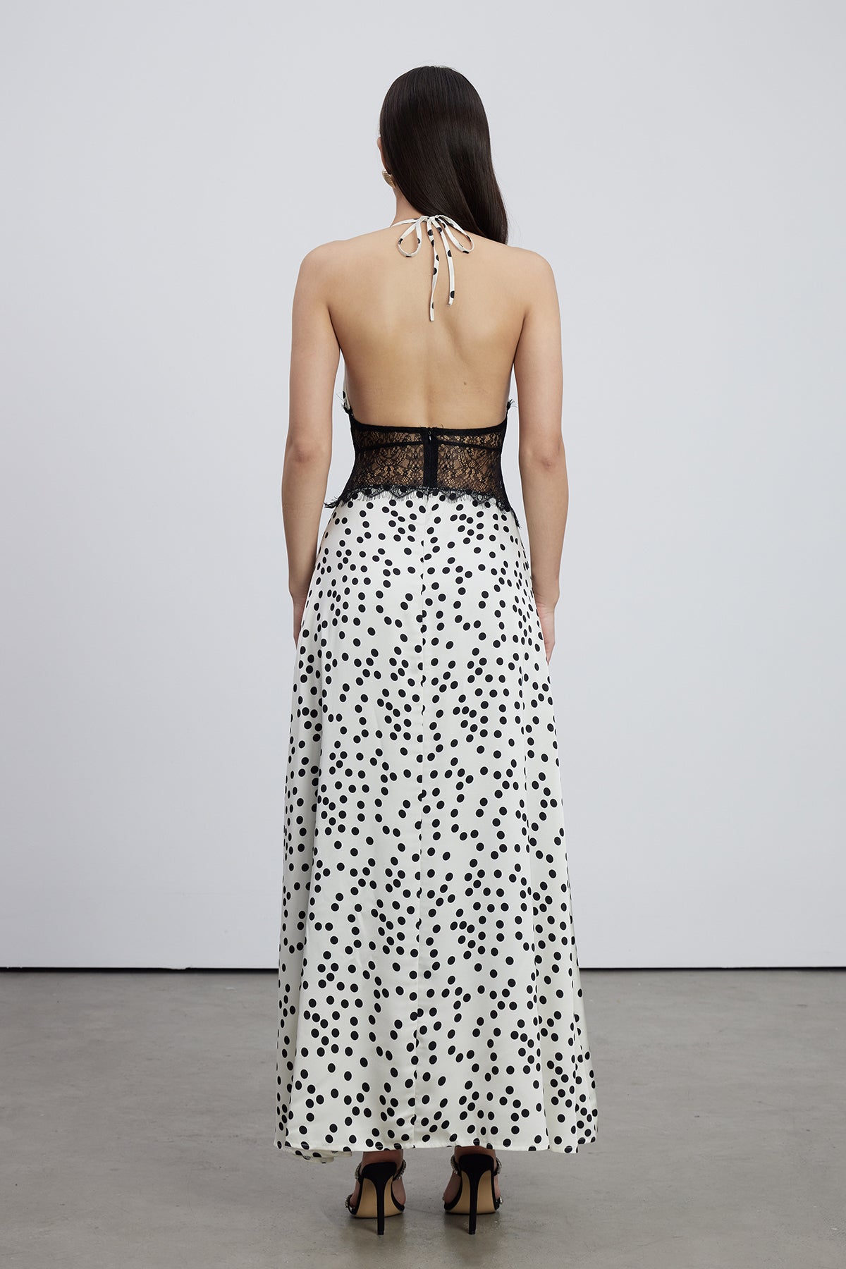 Bowie Lace Plunge Dot Maxi Dress