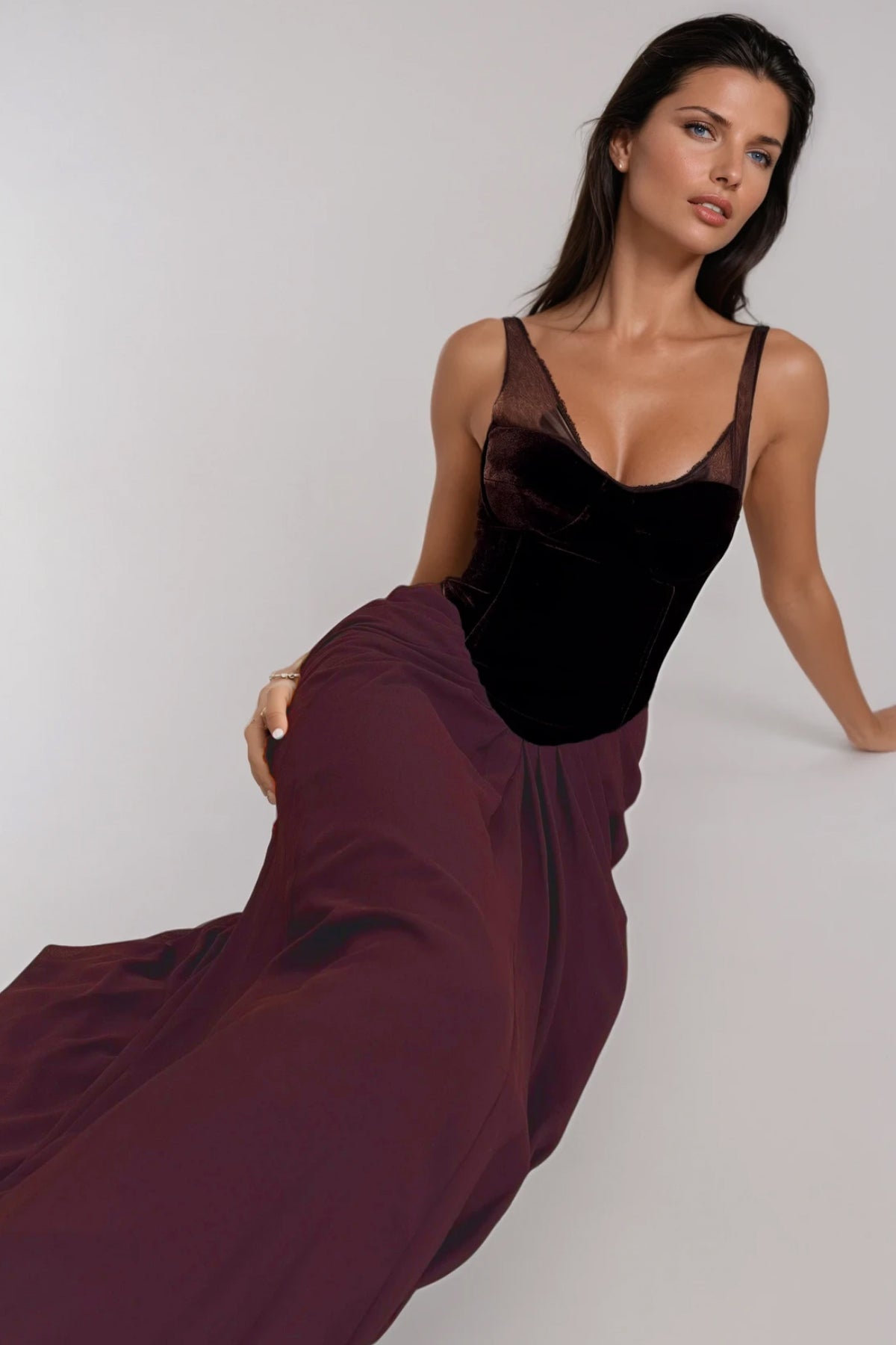 Boyan Mesh Ruch Maxi Dress