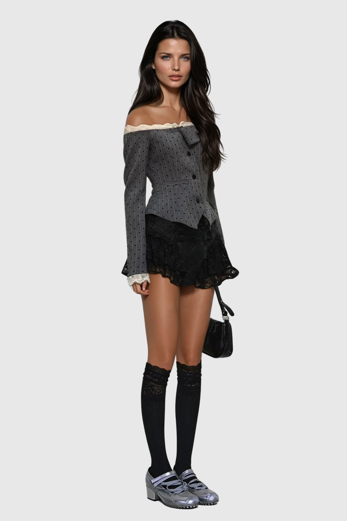 Braiden Off Shoulder Bow Dot Top