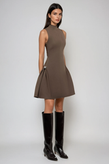 Cabdullaahi Sleeveless Mini Dress In Brown