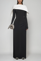 Cabdulqaadir Shawl Ruch Bodycon Maxi Dress In Black