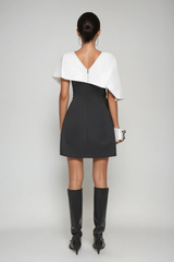 Cabdulqaadir Shawl Ruch Bodycon Mini Dress In Black