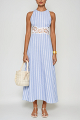 Caeso Sleeveless Stripe Cutout Maxi Dress