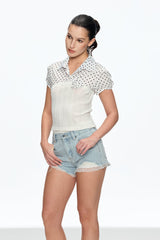 Cainan Dot Knit Flower Top