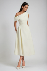 Cambyses One Shouder Ruch Midi Dress