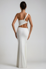 Candy Cutout Asymmetric Ruch Maxi Dress