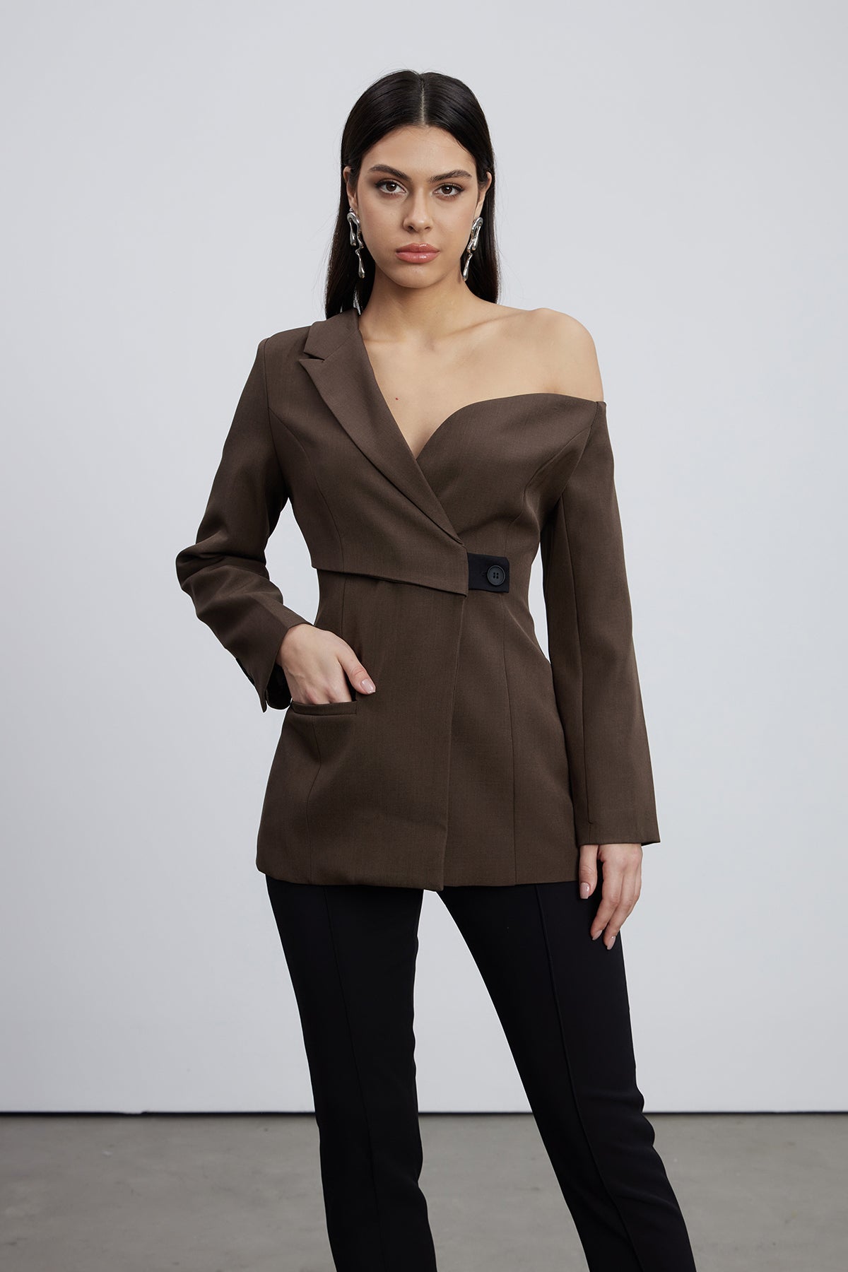 Caner Asymmetric One Shouder Blazer