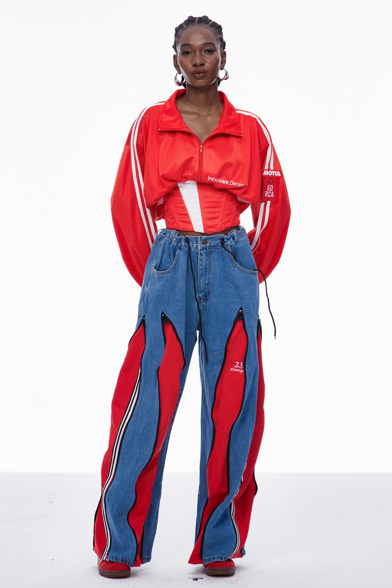Edelmira Deconstruct Barrel Jeans In Red