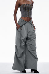 Carissa Lapel Barrel Pants In Grey