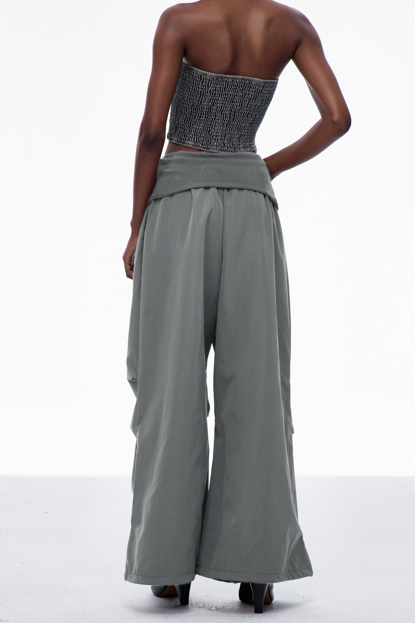 Carissa Lapel Barrel Pants In Grey