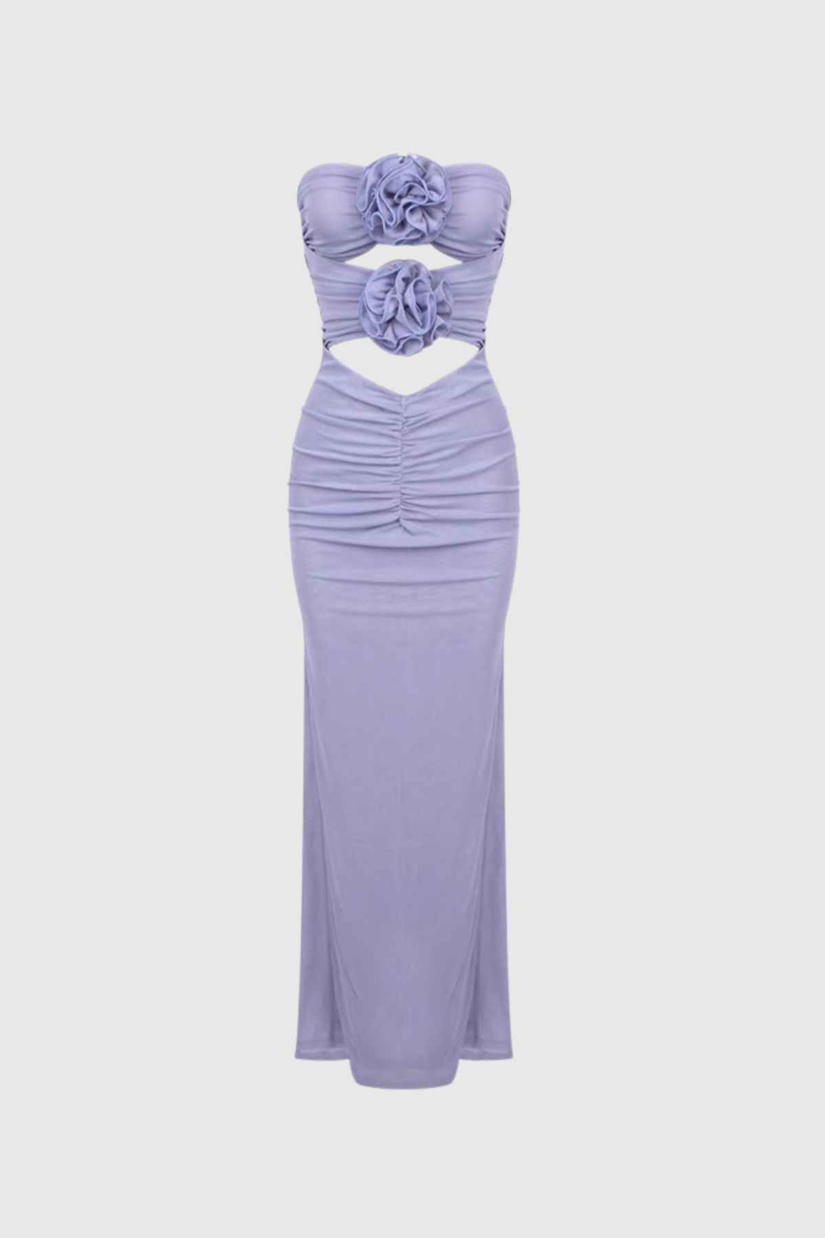 Carmelo Flower Ruch Cutout Maxi Dress