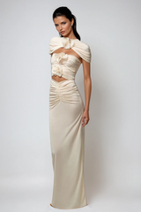 Carmelo Flower Ruch Cutout Skirt Set