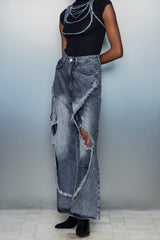 Cas Cutout Deconstruct Fringe Jeans In Black