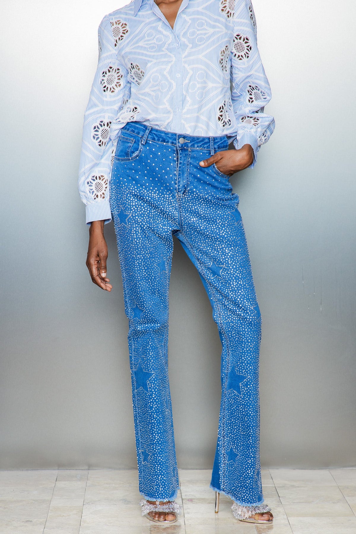 Catello Rhinestone Star Jeans