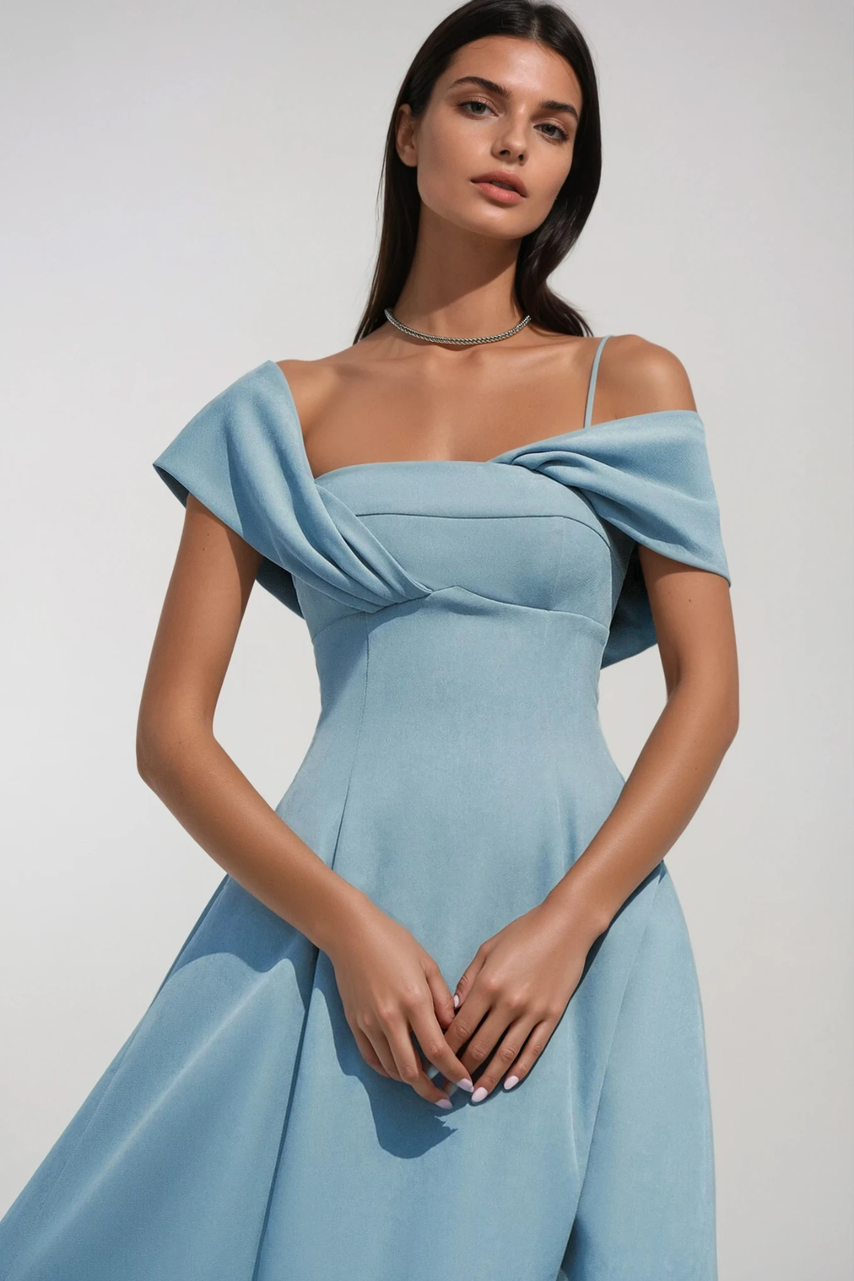 Cendrillon Asymmetric Ruffle Maxi Dress In Blue