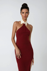Cesc Halter Neck Sleeveless Split Maxi Dress