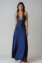 Cevahir Halter Neck Corset Maxi Dress
