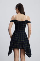Ceyhun Grid Fringe Spaghetti Mini Dress