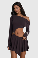 Chinyere Cutout Asymmetric Ruffle Skirt Set