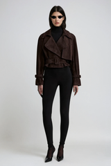 Chioma Lapel Buckle Suede Jacket