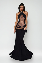 Cierra Lace Up Cutout Maxi Dress