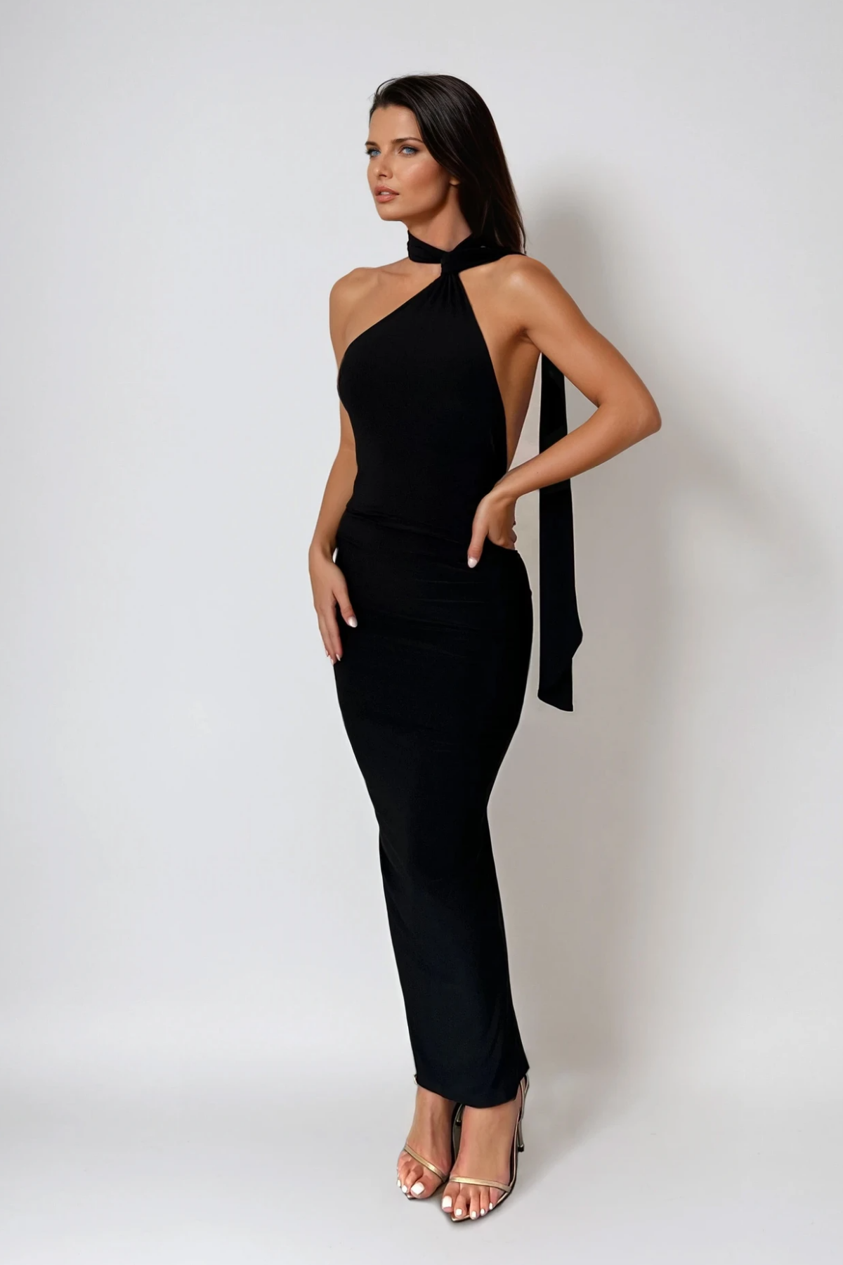 Cissy Backless Scarf Maxi Dress