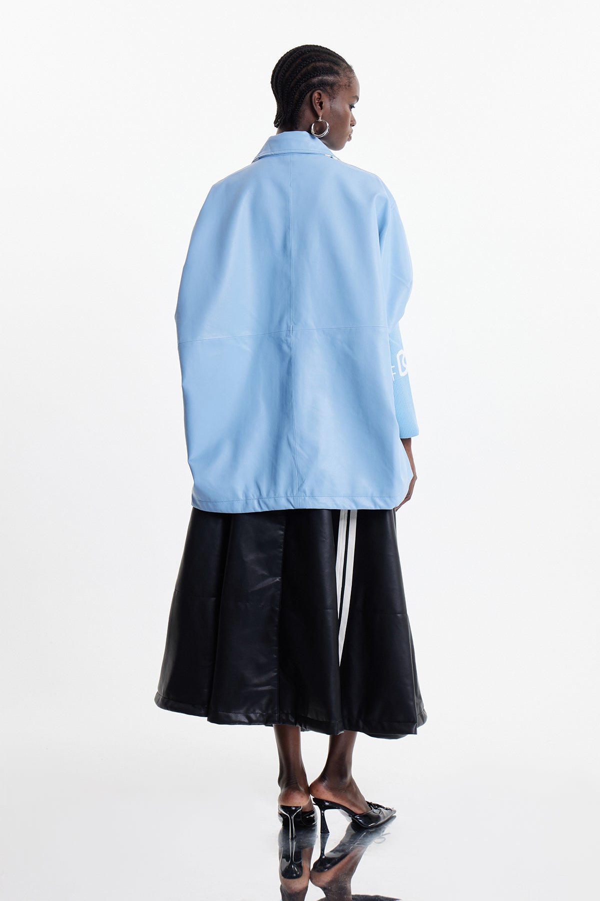 Condoleezza Stripe Leather Jacket In Blue