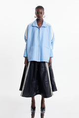 Condoleezza Stripe Leather Jacket In Blue