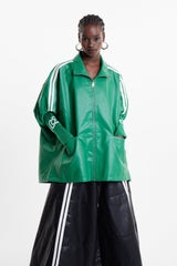 Condoleezza Stripe Leather Jacket In Green