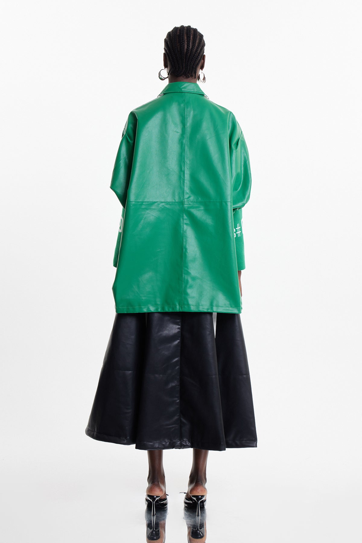 Condoleezza Stripe Leather Jacket In Green