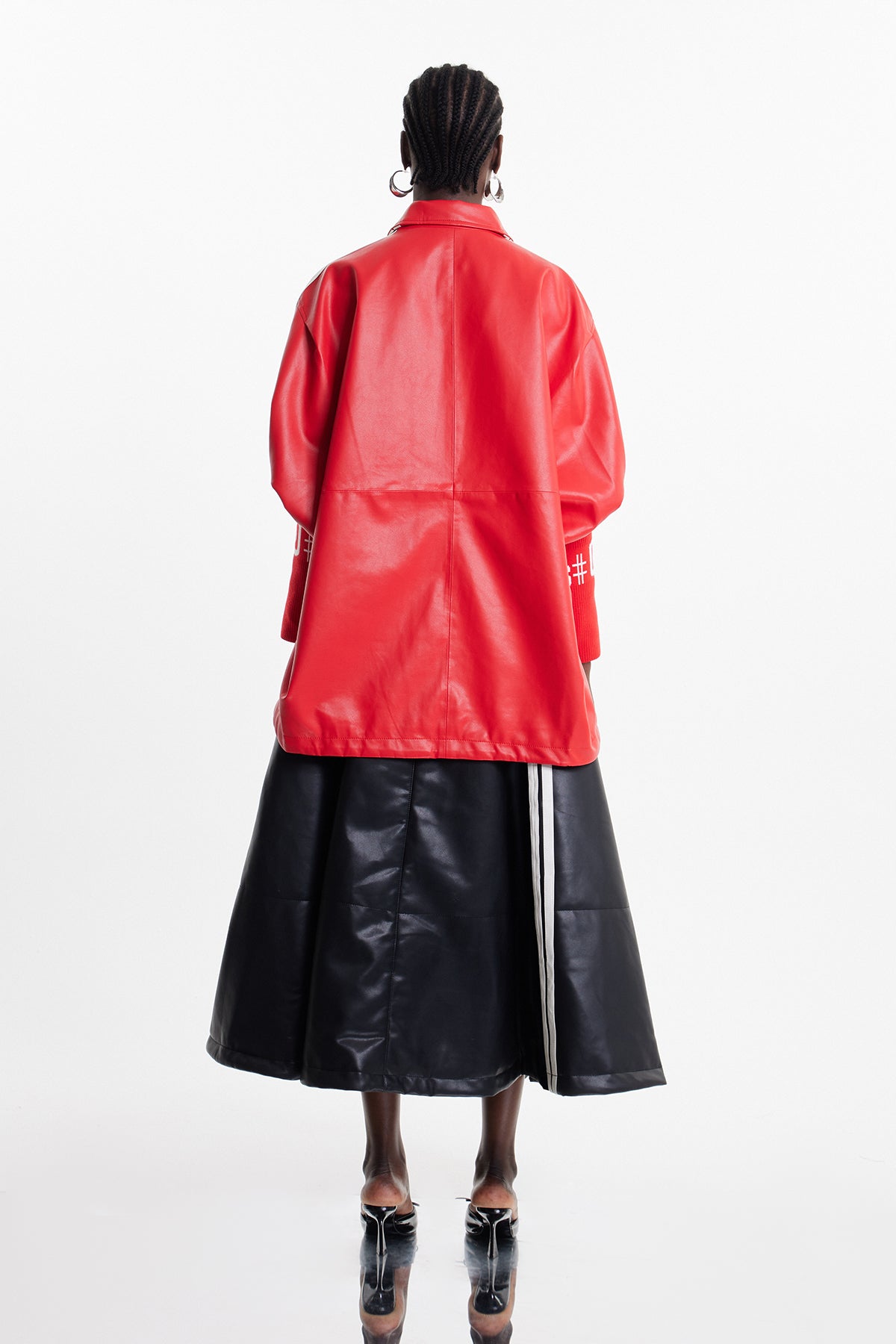 Condoleezza Stripe Leather Jacket In Red