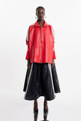 Condoleezza Stripe Leather Jacket In Red