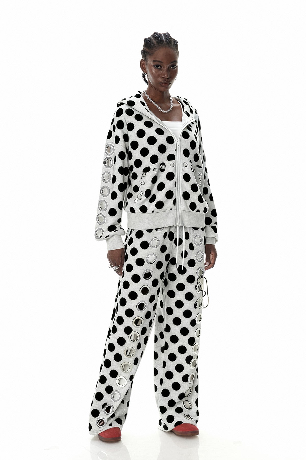 Daniyal Eyelet Dot Straight Pants