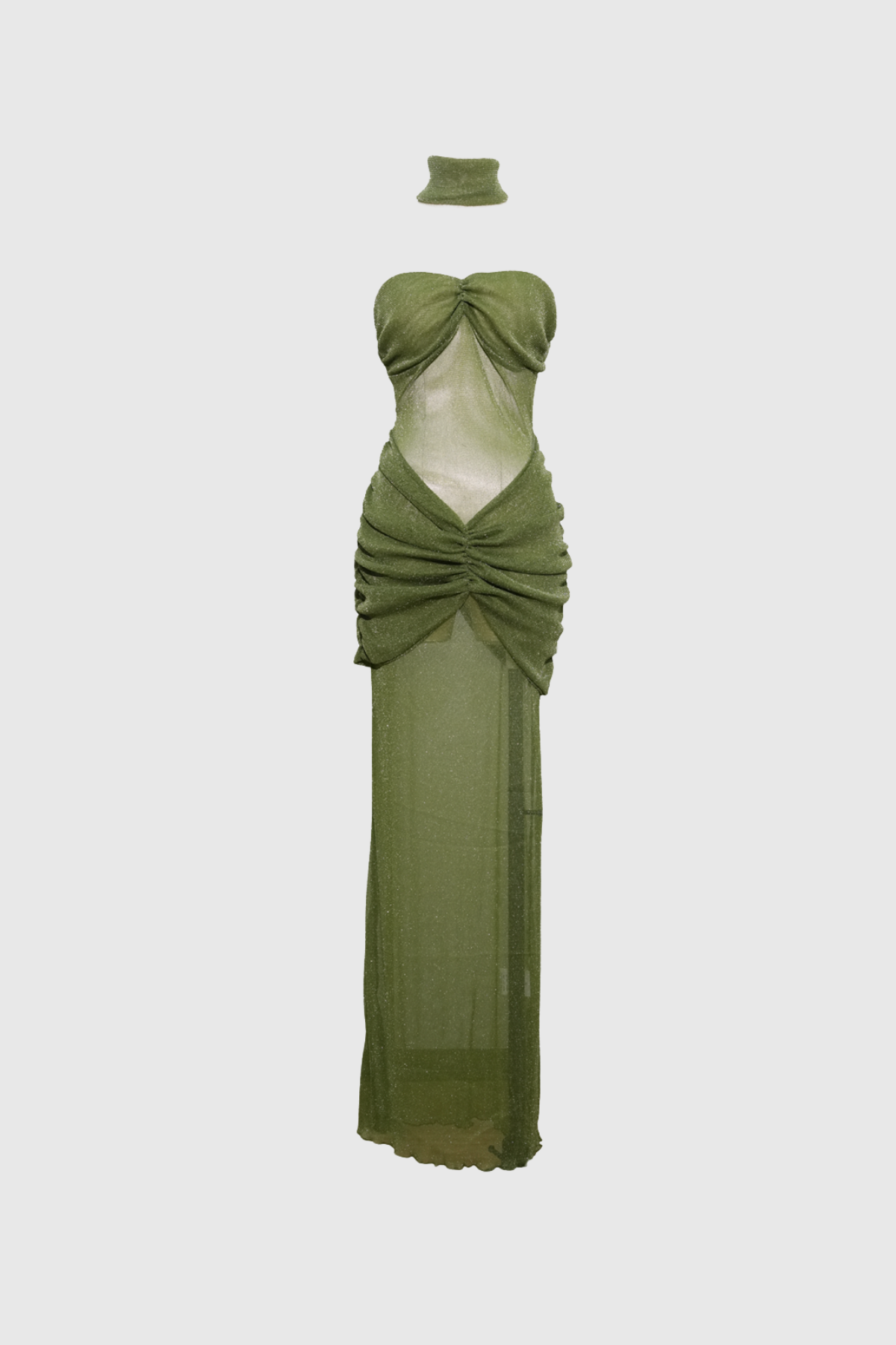 Daedalus Strapless Sequin Maxi Dress In Green