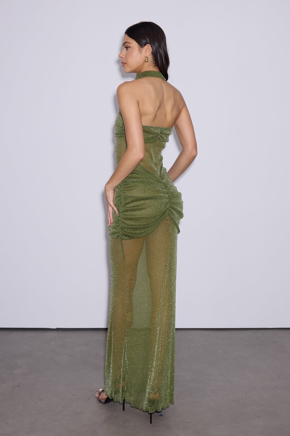 Daedalus Strapless Sequin Maxi Dress In Green