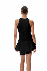 Daireann Ruch Flower Mini Dress In Black