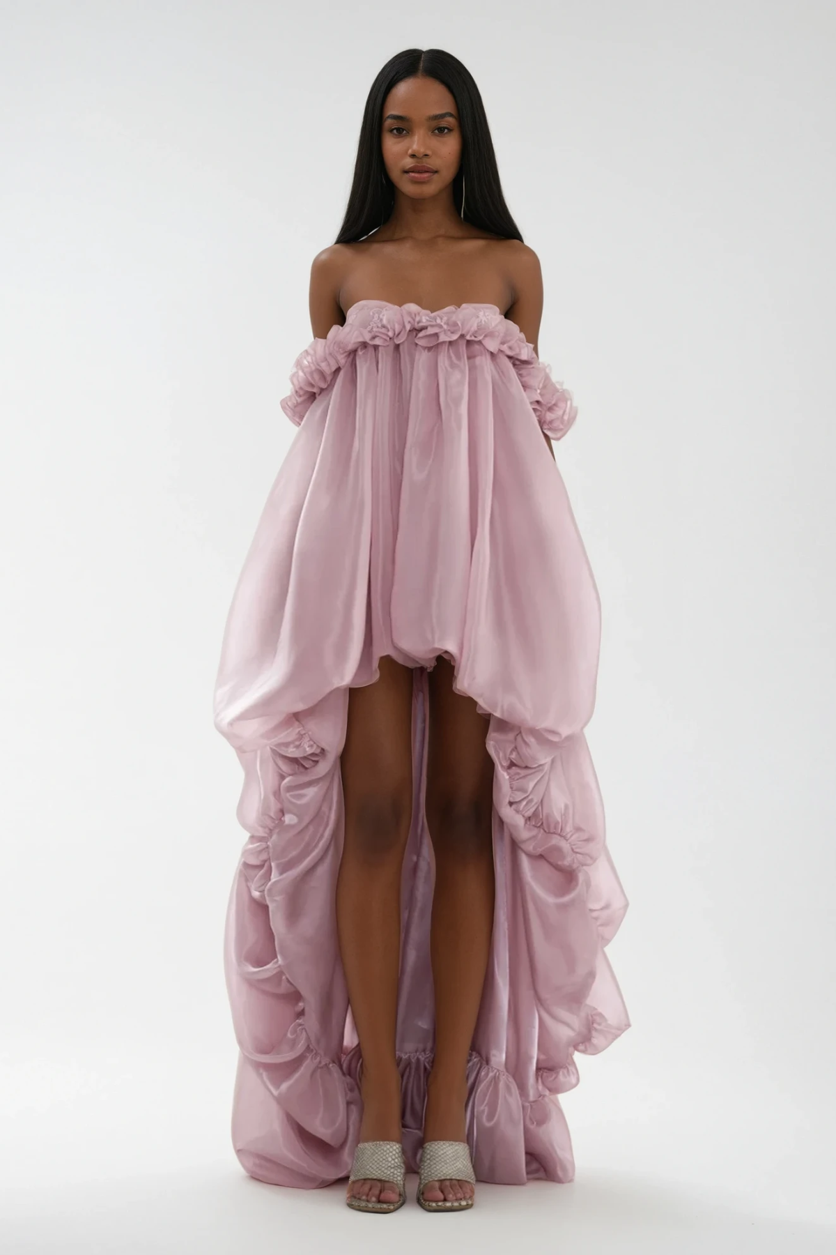 Damira Flower Off Shoulder Asymmetric Maxi Dress