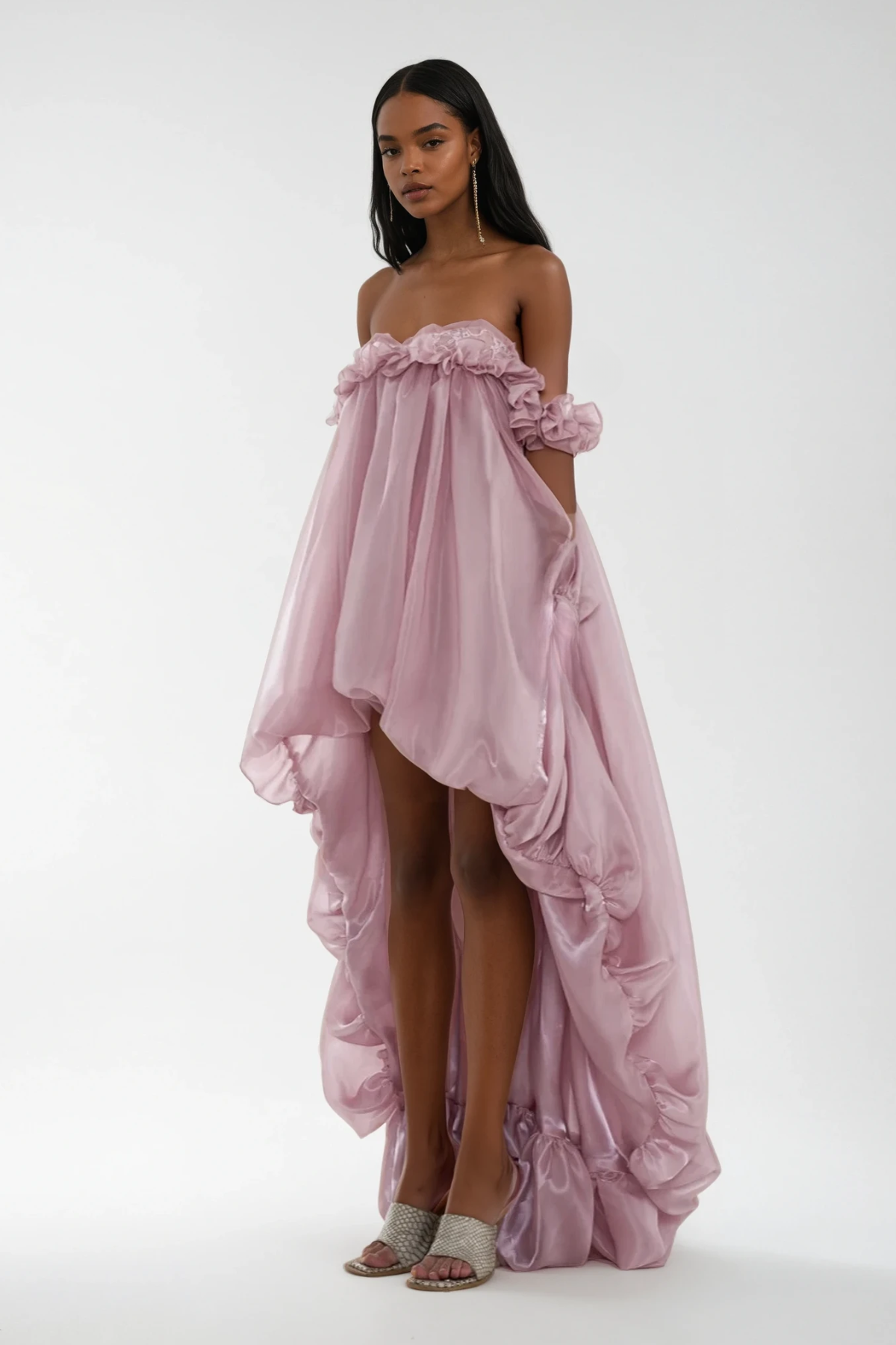 Damira Flower Off Shoulder Asymmetric Maxi Dress