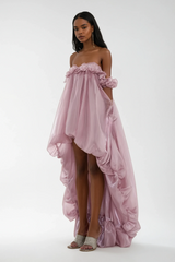 Damira Flower Off Shoulder Asymmetric Maxi Dress