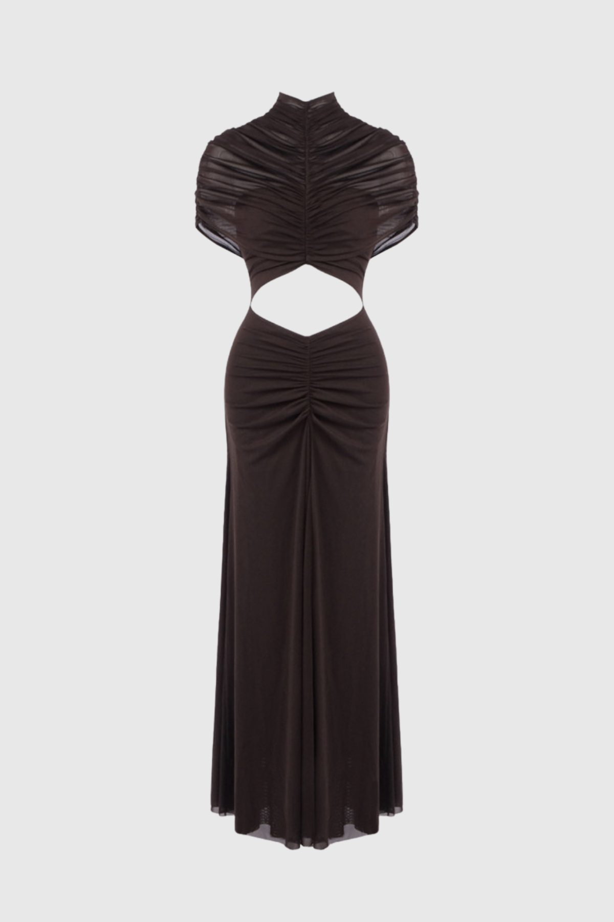 Dandi Ruch Cutout Mesh Maxi Dress