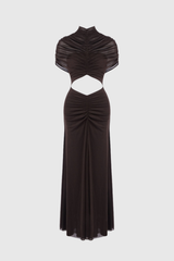 Dandi Ruch Cutout Mesh Maxi Dress