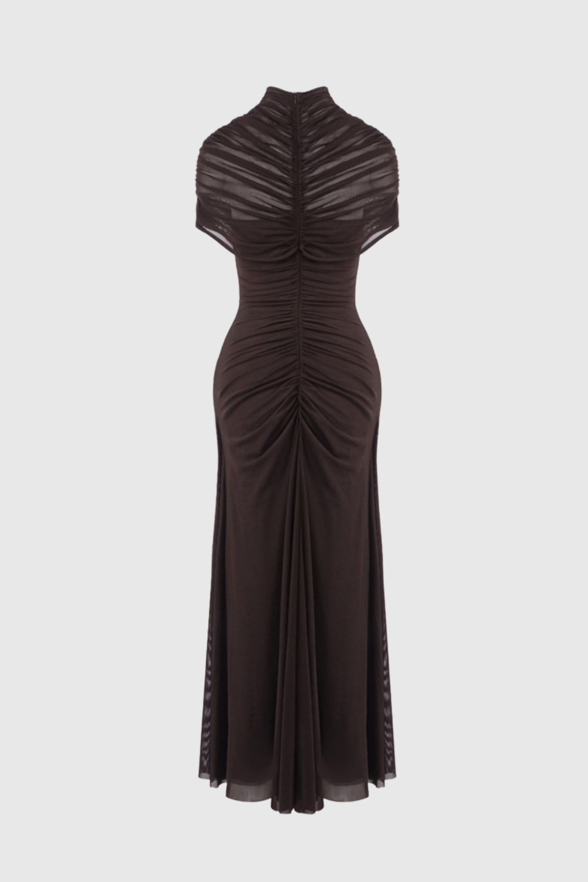 Dandi Ruch Cutout Mesh Maxi Dress