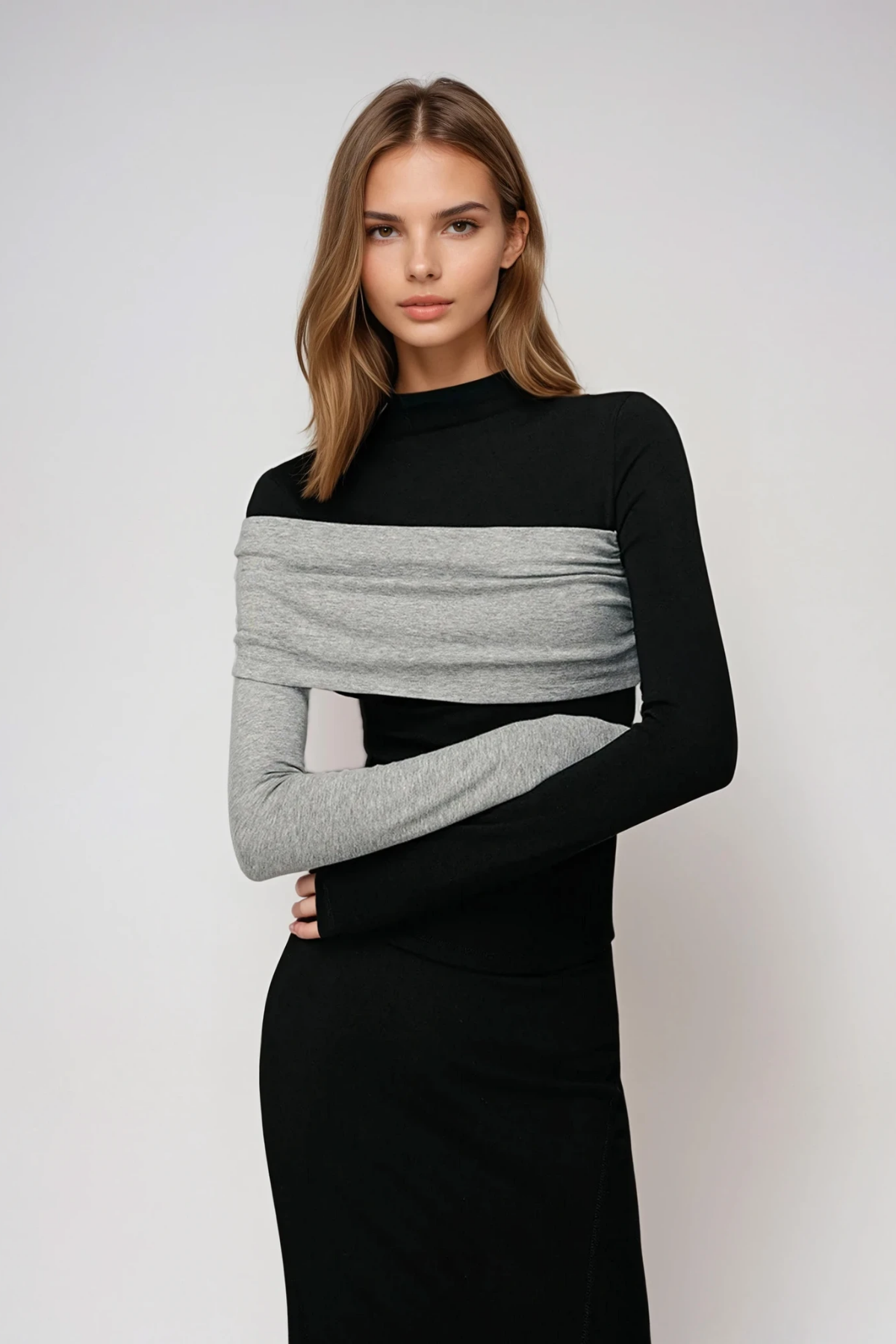 Dane Bodycon Asymmetric Top In Grey