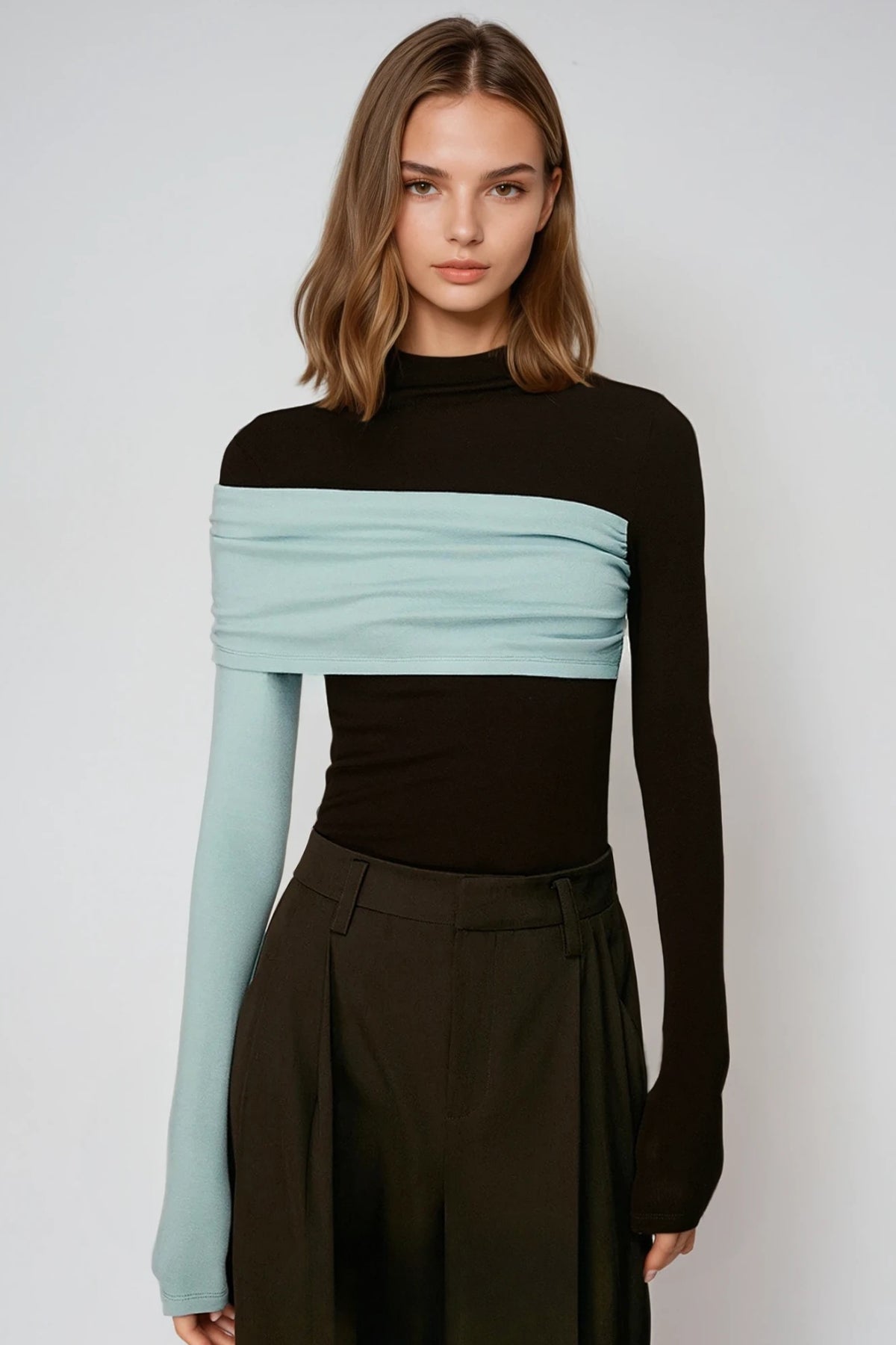 Dane Bodycon Asymmetric Top In Brown