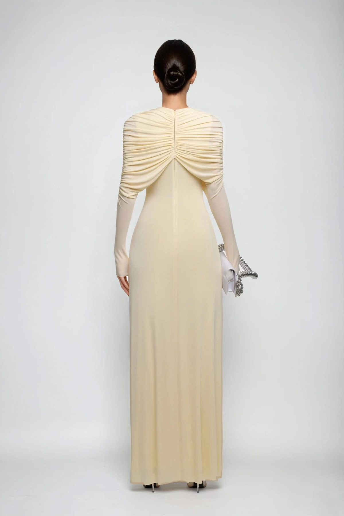 Daniel Ruch Twist Maxi Dress In Yellow