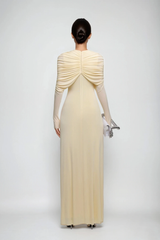 Daniel Ruch Twist Maxi Dress In Yellow