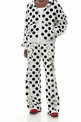 Daniyal Eyelet Dot Straight Pants