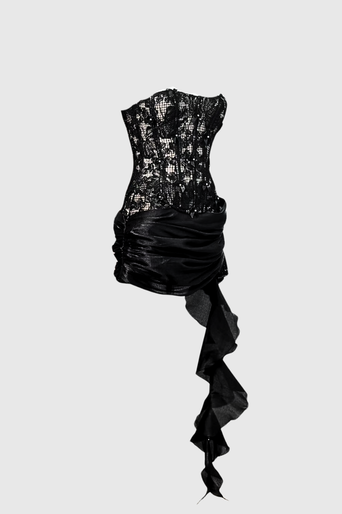 Danne Corset Fringe Skirt Set In Black
