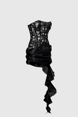 Danne Corset Fringe Skirt Set In Black