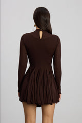 Dany Ruffle Twist Mini Dress In Brown